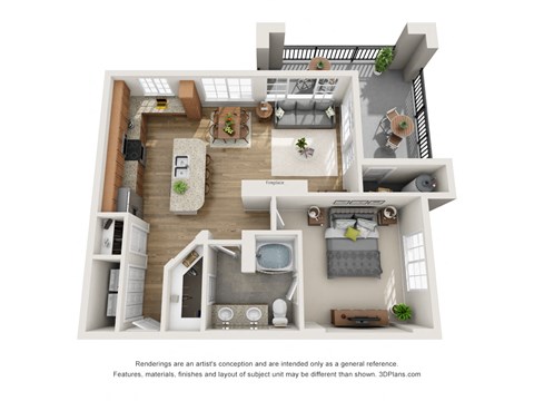 Floor plan for 1 bed, 1 bath, 814 sqft
